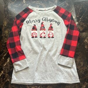 BesserBay Girls Christmas Shirt with Plaid Raglan Long Sleeves-Size 8